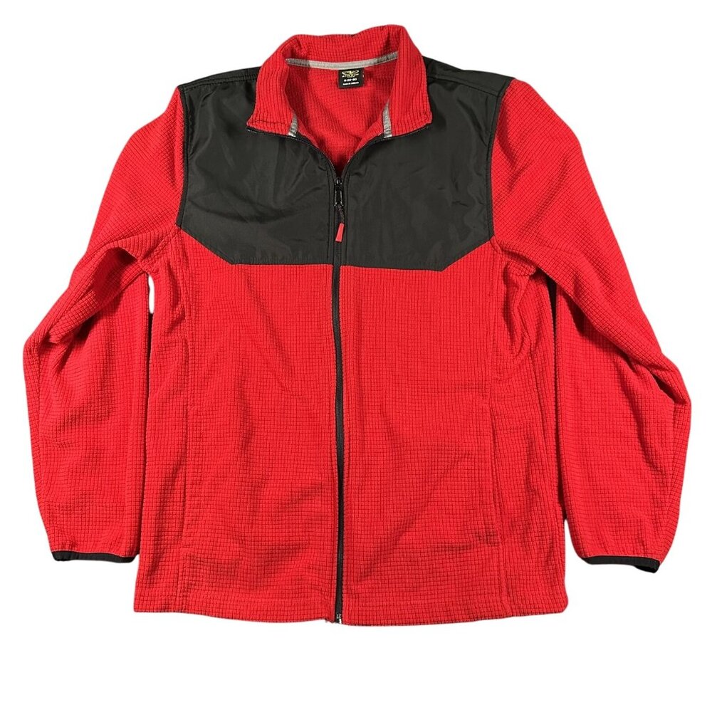 Athletic‎ Works Jacket Mens Medium Full Zip Fleece Grid Pattern Outdoor Layer